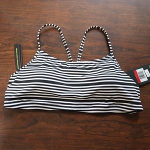 Nike Black & White Stripe Bikini Top